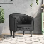 Fotoliu tip cuvă, negru, piele ecologică GartenMobel Dekor