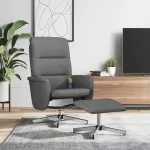 Fotoliu de masaj rabatabil cu taburet, gri închis, textil GartenMobel Dekor