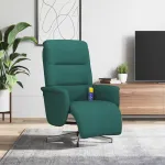Fotoliu masaj rabatabil cu suport picioare verde închis textil GartenMobel Dekor