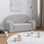 Canapea extensibilă de copii 2 locuri, gri deschis, pluș moale GartenMobel Dekor