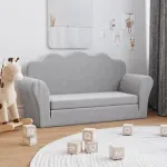 Canapea extensibilă de copii 2 locuri, gri deschis, pluș moale GartenMobel Dekor
