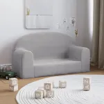 Canapea pentru copii cu 2 locuri, gri deschis, pluș moale GartenMobel Dekor
