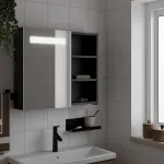 Dulap cu oglindă de baie cu LED, negru, 60x13x52 cm GartenMobel Dekor