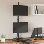 Suport de perete pentru monitor dublu VESA 75/100 mm negru oțel GartenMobel Dekor