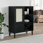 Dulap înalt SENJA aspect ratan negru, 90x40x112cm GartenMobel Dekor