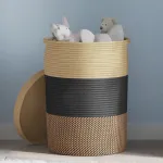 Coș de depozitare cu capac, negru și bej, Ø37x50 cm bumbac GartenMobel Dekor