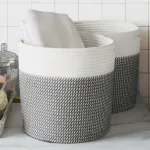 Coșuri de depozitare 2 buc. gri și alb Ø28x28 cm bumbac GartenMobel Dekor