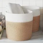 Coșuri de depozitare 2 buc. maro și alb Ø28x28 cm bumbac GartenMobel Dekor