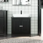 Dulap chiuvetă de baie BERG, negru, 60x34x59 cm, lemn masiv pin GartenMobel Dekor
