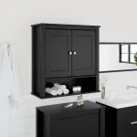 Dulap de baie de perete "BERG" negru 69,5x27x71,5 cm lemn masiv GartenMobel Dekor