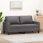 Canapea cu 2 locuri, gri, 140 cm, piele ecologică GartenMobel Dekor