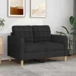 Canapea cu 2 locuri, negru, 120 cm, material textil GartenMobel Dekor
