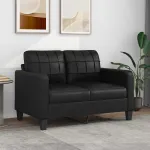 Canapea cu 2 locuri, negru, 120 cm, piele ecologică GartenMobel Dekor