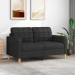 Canapea cu 2 locuri, negru, 140 cm, material textil GartenMobel Dekor