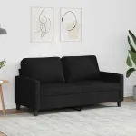 Canapea cu 2 locuri, negru, 140 cm, material textil GartenMobel Dekor