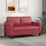 Canapea cu 2 locuri, roșu vin, 140 cm, piele ecologică GartenMobel Dekor