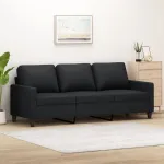 Canapea cu 3 locuri, negru, 180 cm, piele ecologică GartenMobel Dekor