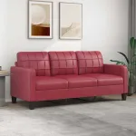 Canapea cu 3 locuri, roșu vin, 180 cm, piele ecologică GartenMobel Dekor