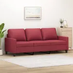 Canapea cu 3 locuri, roșu vin, 180 cm, piele ecologică GartenMobel Dekor