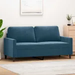 Canapea cu 2 locuri, albastru, 140 cm, catifea GartenMobel Dekor