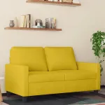 Canapea cu 2 locuri, galben, 120 cm, catifea GartenMobel Dekor