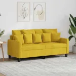 Canapea cu 2 locuri, galben deschis, 140 cm, material textil GartenMobel Dekor