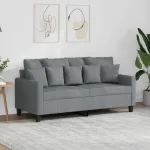 Canapea cu 2 locuri, gri deschis, 140 cm, material textil GartenMobel Dekor