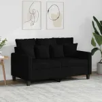 Canapea cu 2 locuri, negru, 120 cm, material textil GartenMobel Dekor