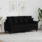 Canapea cu 2 locuri, negru, 140 cm, material textil GartenMobel Dekor
