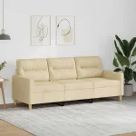 Canapea cu 3 locuri, crem, 180 cm, material textil GartenMobel Dekor