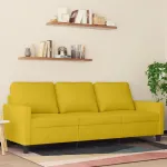 Canapea cu 3 locuri, galben, 180 cm, catifea GartenMobel Dekor