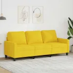 Canapea cu 3 locuri, galben deschis, 180 cm, material textil GartenMobel Dekor