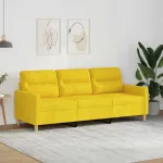 Canapea cu 3 locuri, galben deschis, 180 cm, material textil GartenMobel Dekor