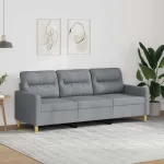 Canapea cu 3 locuri, gri deschis, material 180CM textil GartenMobel Dekor