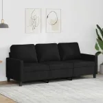 Canapea cu 3 locuri, negru, 180 cm, material textil GartenMobel Dekor