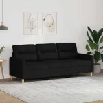 Canapea cu 3 locuri, negru, 180 cm, material textil GartenMobel Dekor