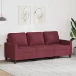 Canapea cu 3 locuri, roșu vin, 180 cm, material textil GartenMobel Dekor