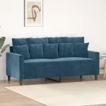 Canapea cu 2 locuri, albastru, 140 cm, catifea GartenMobel Dekor