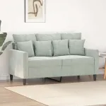 Canapea cu 2 locuri, gri deschis, 120 cm, catifea GartenMobel Dekor