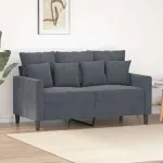Canapea cu 2 locuri, gri închis, 120 cm, catifea GartenMobel Dekor