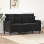 Canapea cu 2 locuri, negru, 120 cm, catifea GartenMobel Dekor
