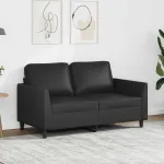 Canapea cu 2 locuri, negru, 120 cm, piele ecologică GartenMobel Dekor