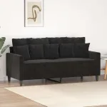 Canapea cu 2 locuri, negru, 140 cm, catifea GartenMobel Dekor