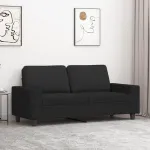 Canapea cu 2 locuri, negru, 140 cm, material textil GartenMobel Dekor