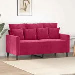 Canapea cu 2 locuri, roșu vin, 120 cm, catifea GartenMobel Dekor