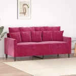 Canapea cu 2 locuri, roșu vin, 140 cm, catifea GartenMobel Dekor
