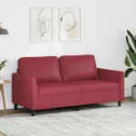 Canapea cu 2 locuri, roșu vin, 140 cm, piele ecologică GartenMobel Dekor