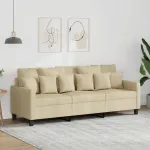 Canapea cu 3 locuri, crem, 180 cm, material textil GartenMobel Dekor
