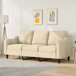 Canapea cu 3 locuri, crem, 180 cm, material textil GartenMobel Dekor