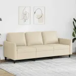 Canapea cu 3 locuri, crem, 180 cm, piele ecologică GartenMobel Dekor